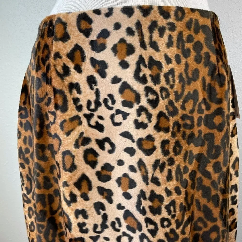 NWT INC Leopard Print Velour Skirt Size 10